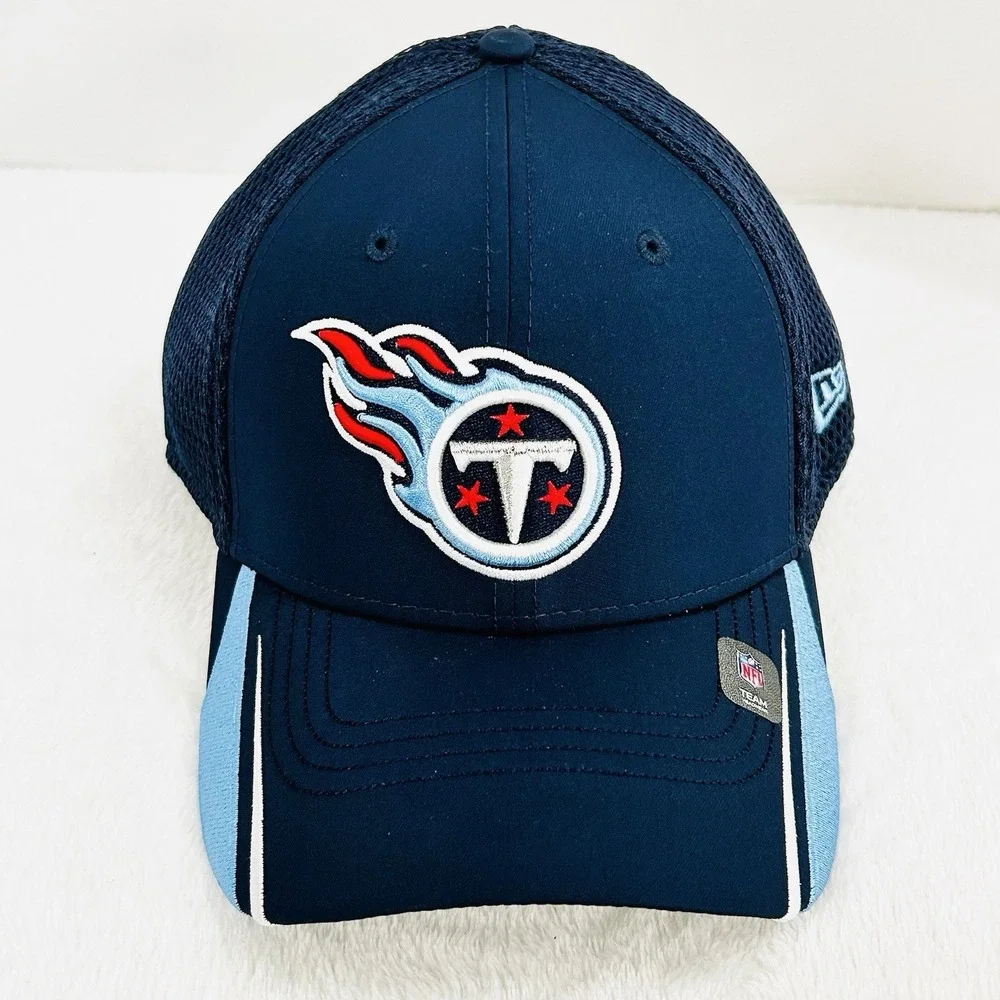 Tennessee Titans New Era Linear 39THIRTY Stretch Flex‎ Hat Cap M/L NFL Blue